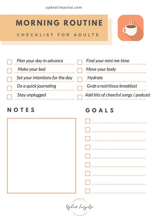 Best Morning Routine Checklist For Adults | Upbeat Impulse