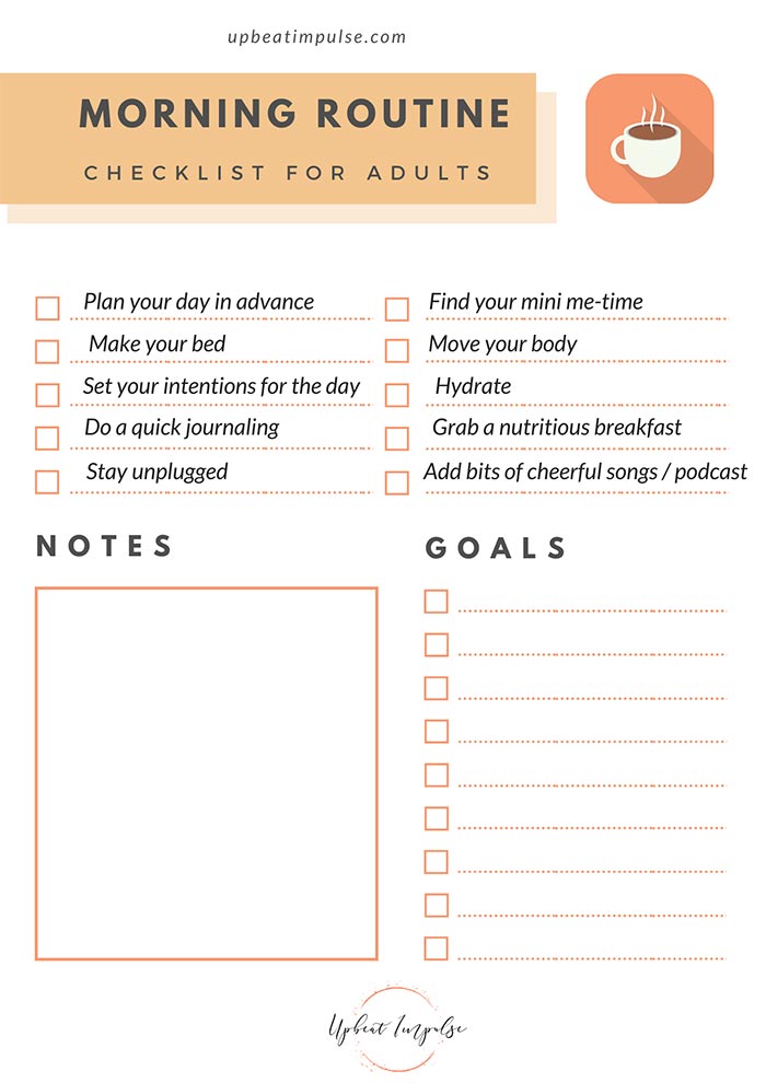 morning routine checklist for adults pdf