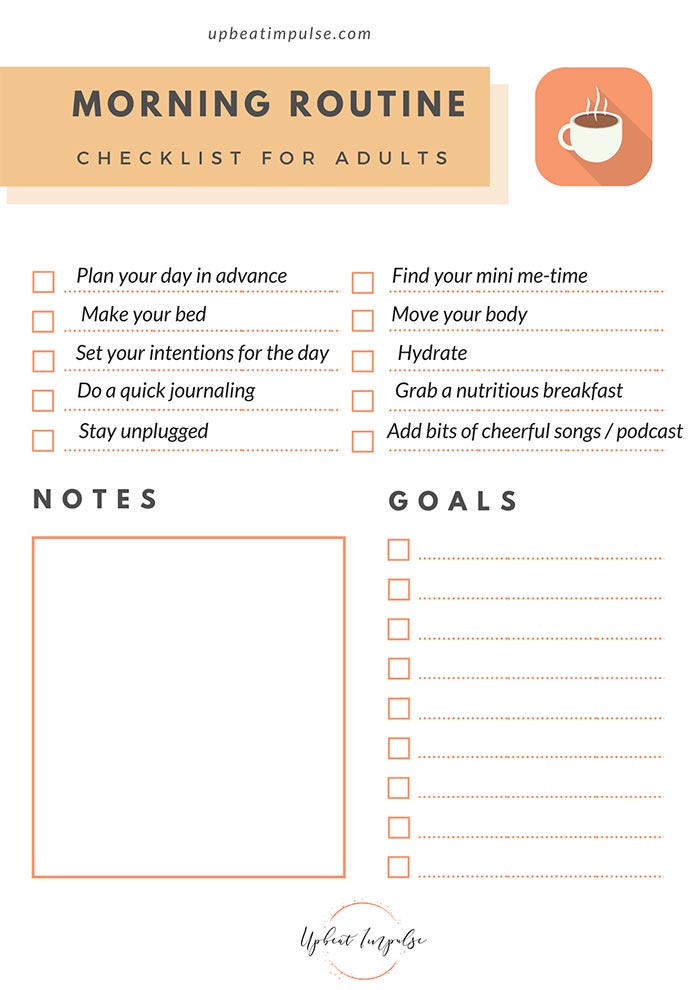 Daily Routine Checklist For Adults