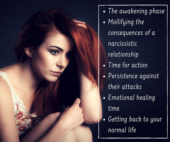 The Awakening PhaseMollifying The Consequences Of A Narcissistic RelationshipTime For ActionPersistence Against Their AttacksEmotional Healing TimeGetting Back To Your Normal Life 