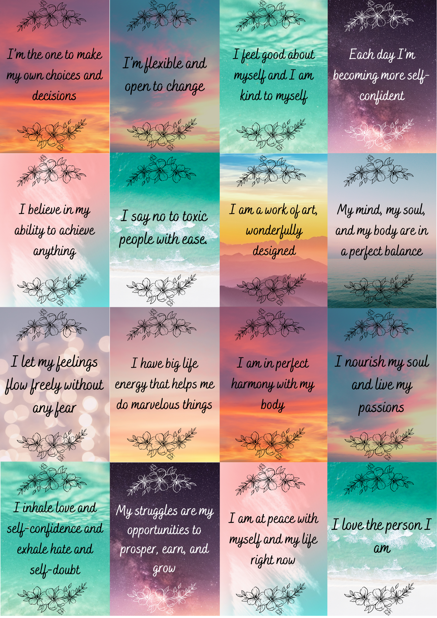 112 Printable Positive Affirmation Cards Your Portable Affirmations